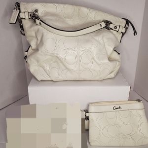 Coach white Leather Brooke Convertible Shoulder Bag F16908